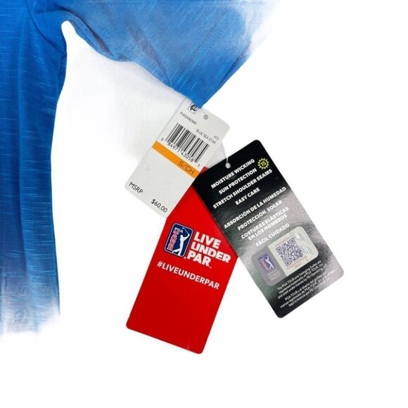 PGA Tour Stretch Blue Sea Star Men’s Golf Polo - Picture 7 of 9